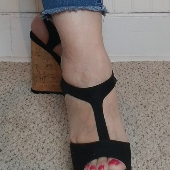 black cork platform shoes very cute and comfortable size 6 - Picture 11 of 16